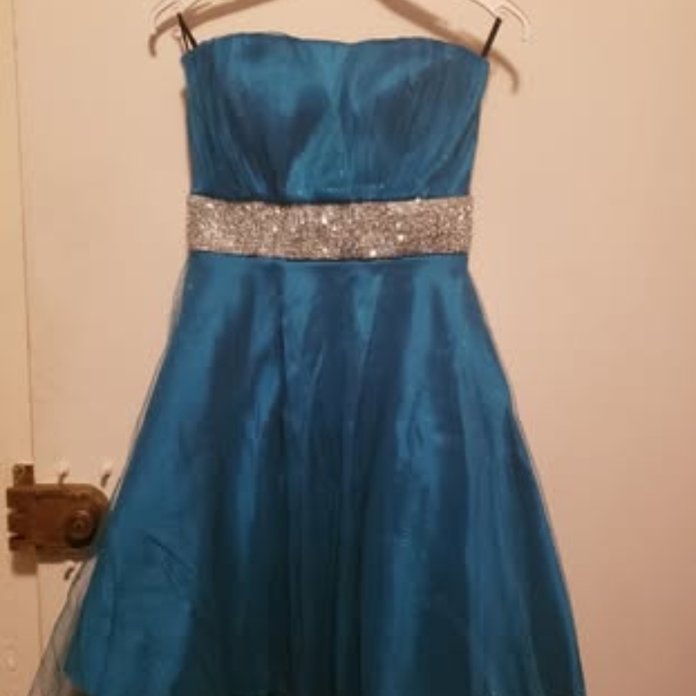 Elegant Blue Kids Dress with Silver Accents